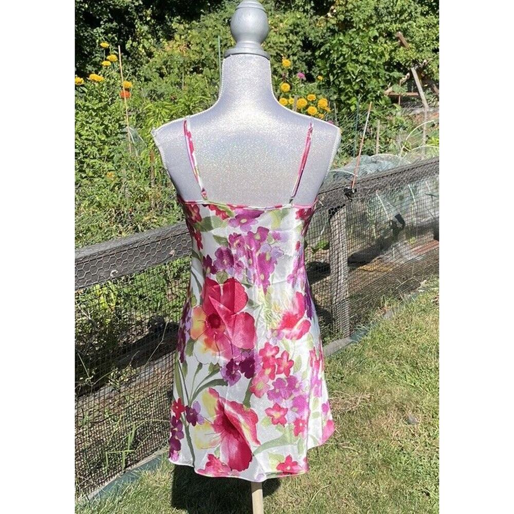 Vintage Morgan Taylor Slip Dress Peignoir Robe Lingerie Set M Pink Floral Satin - Picture 4 of 11
